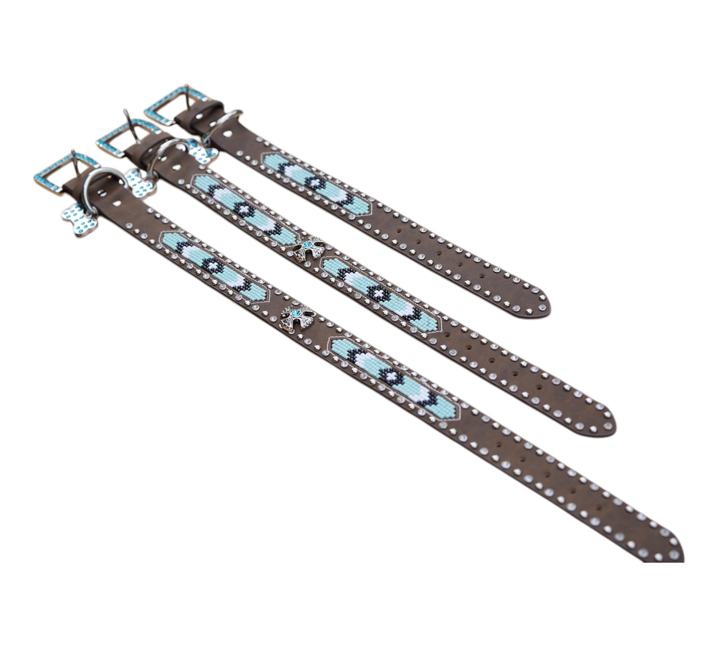 Trendy Dog Collars Beaded Leather Belts High Quality Craft Belts.